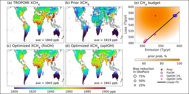 Global maps of measured and simulated methane columns